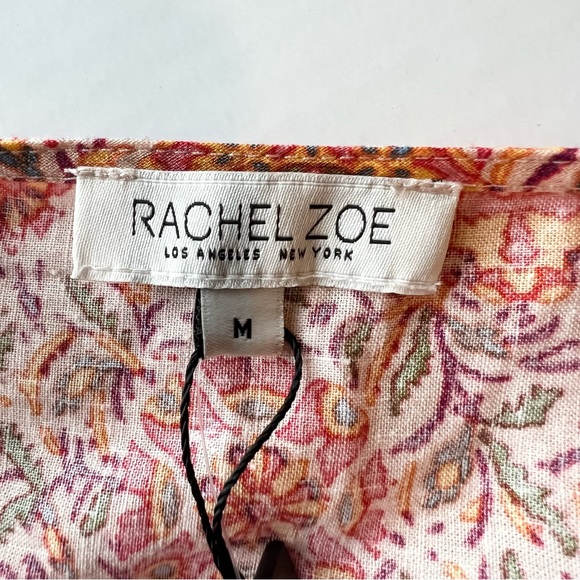 Rachel Zoe Cropped Boho V-front Tie-Front Floral Linen Top Orange & Purp… - Picture 9 of 11